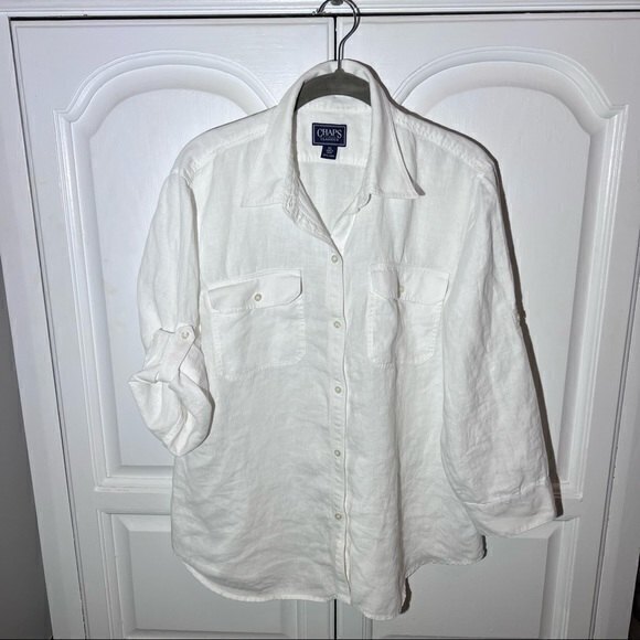 Chaps Women’s White Button Down Shirt, Top, Size‎ L - Picture 1 of 6